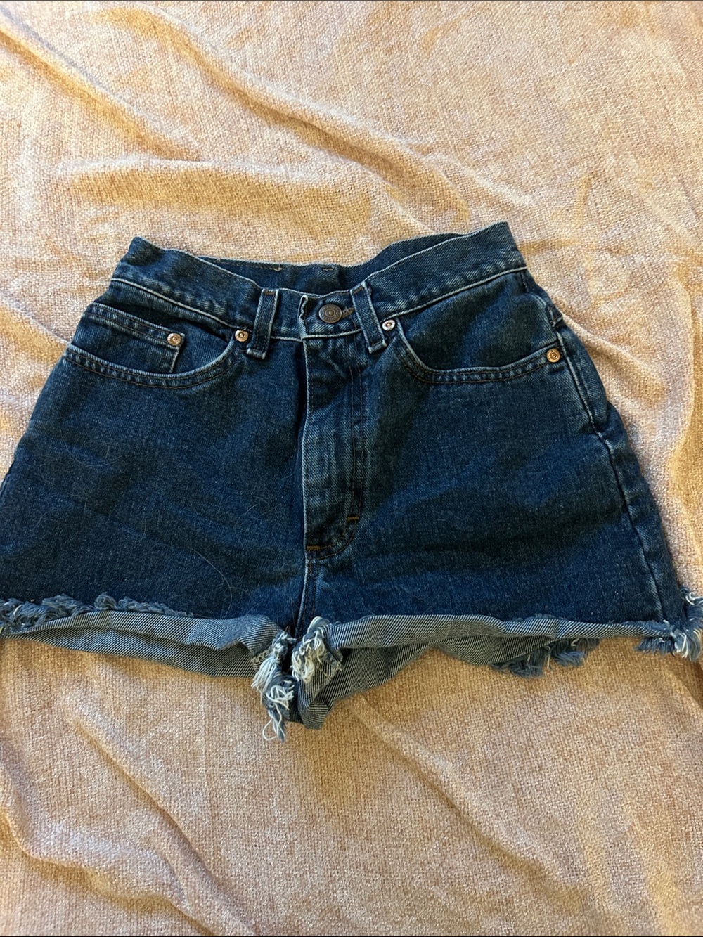 High-Rise Dark Blue Denim Women’s Shorts, size 21